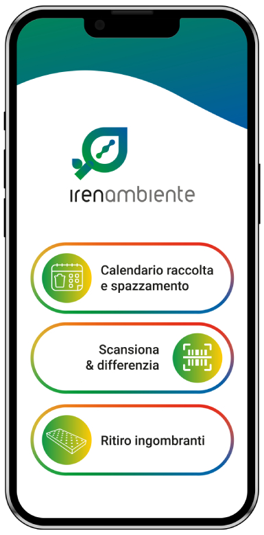 Schermata di un cellulare con visualizzata la schermata dell'App Iren Ambiente