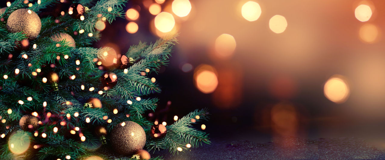 dettaglio albero di Natale con lucine