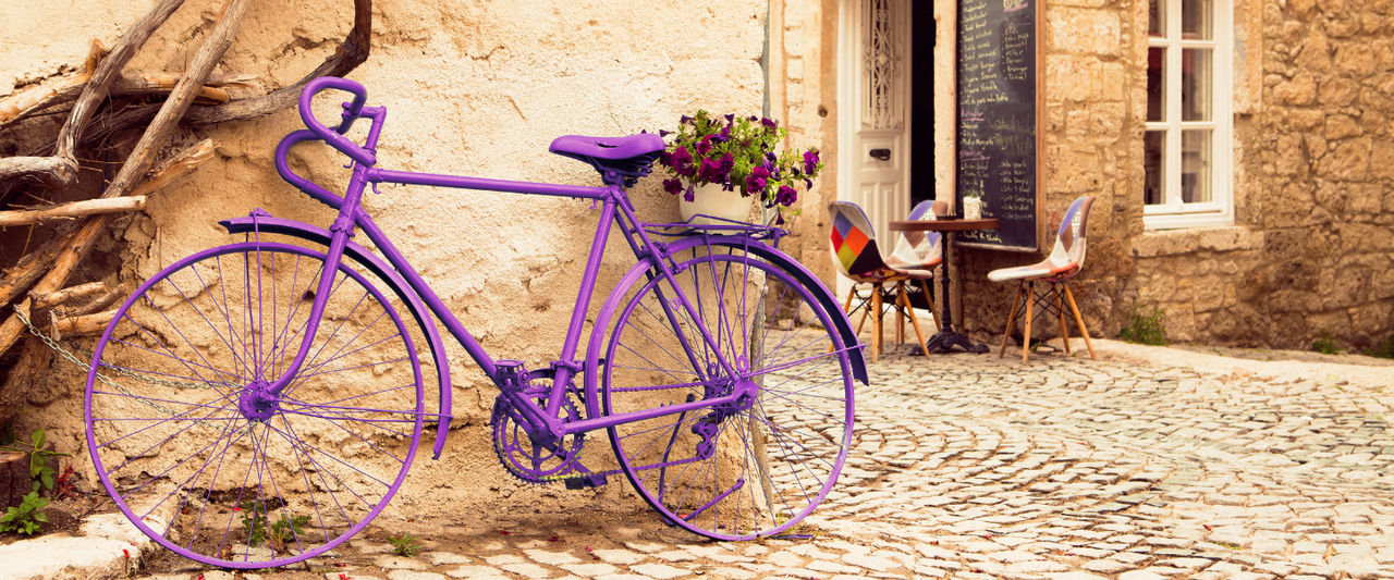 bici viola in città