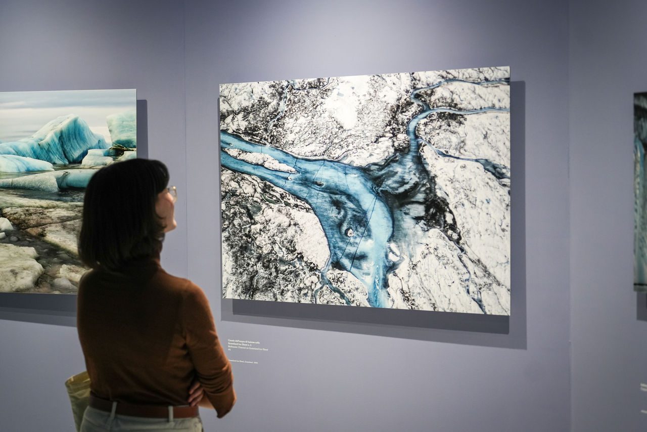 ragazza di spalle che contempla un quadro alla mostra MAcA