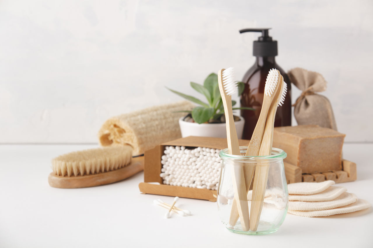 set accessori bagno di bamboo