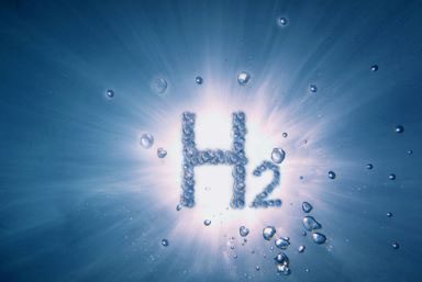 Scritta H2 su sfondo acquatico