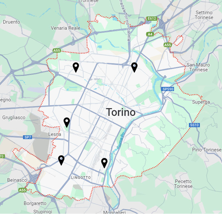 una mappa delle cabine elettriche ireti oggetto del bando cabine d'artista