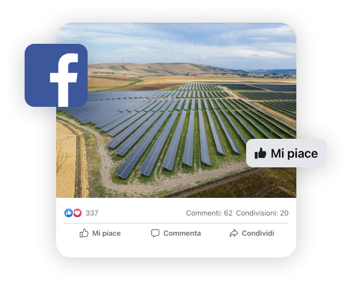Post facebook in cui si parla di un parco fotovoltaico Iren