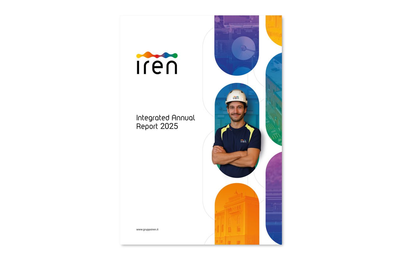 Copertina della Relazione Annuale Integrata 2025 del Gruppo Iren